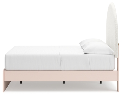 Wistenpine Full Upholstered Panel Bed with Mirrored Dresser, Chest and Nightstand
