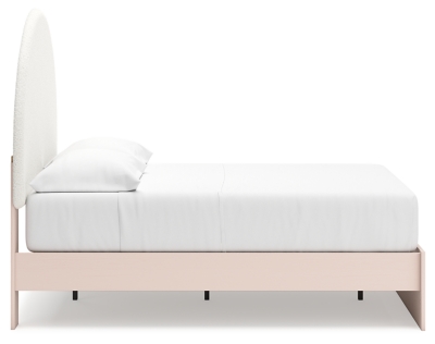 Wistenpine Full Upholstered Panel Bed with Mirrored Dresser, Chest and Nightstand