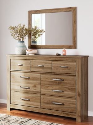 B1367B1 Zanbrook 7 Drawer Dresser and Mirror, Brown sku B1367B1