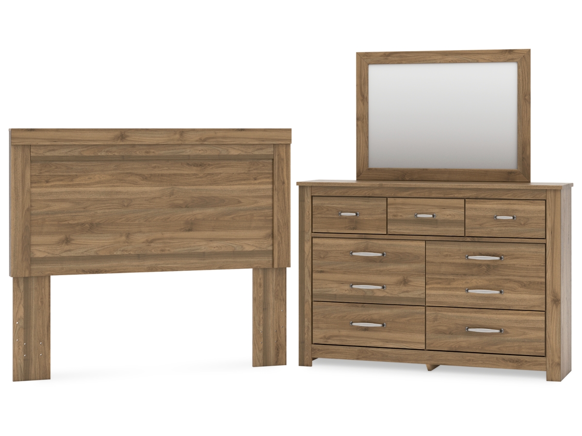 Zanbrook Queen Panel Headboard with Mirrored Dresser | Ashley