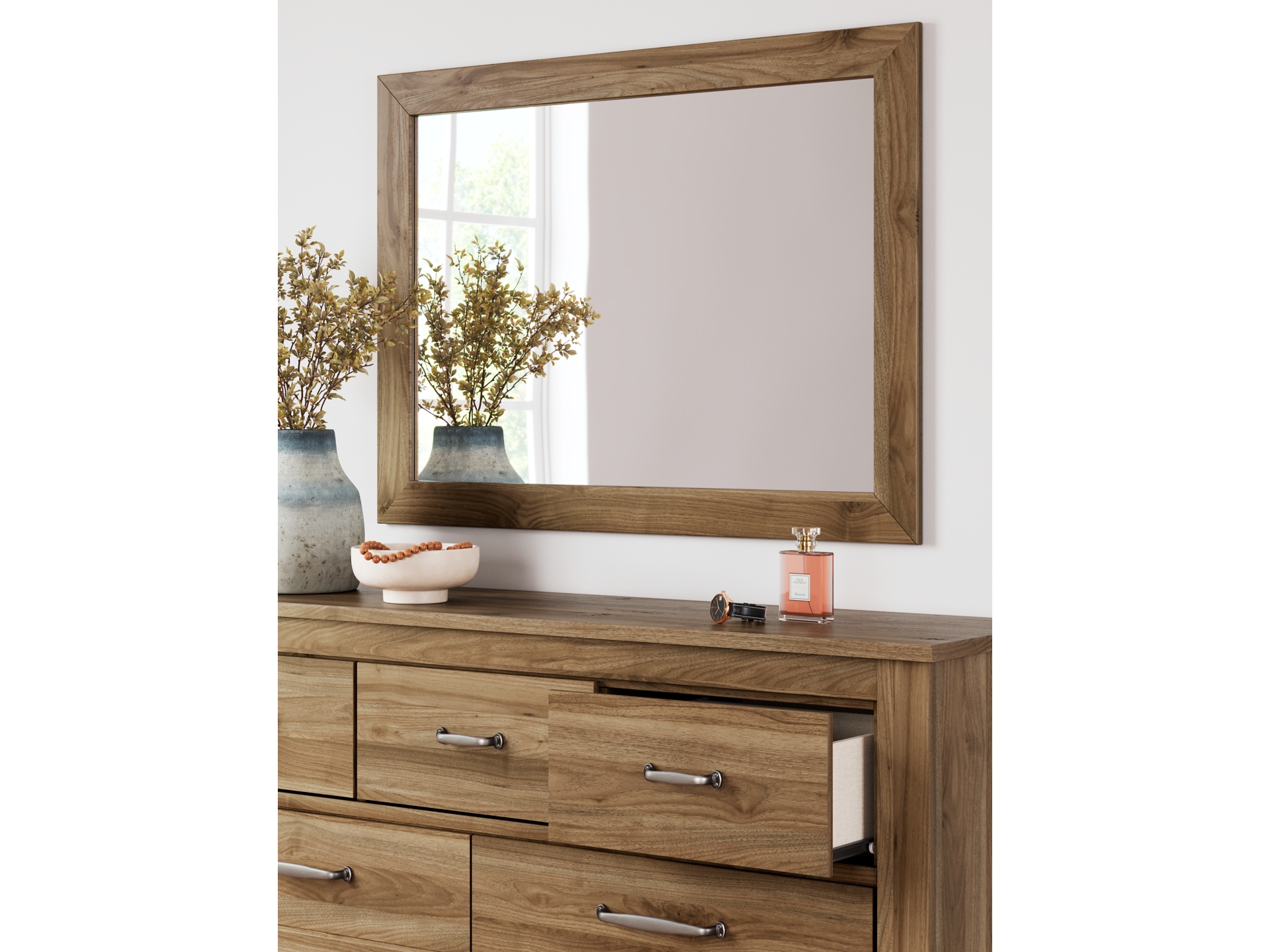Image 2 of Zanbrook Panel Bed group Rich honey brown 