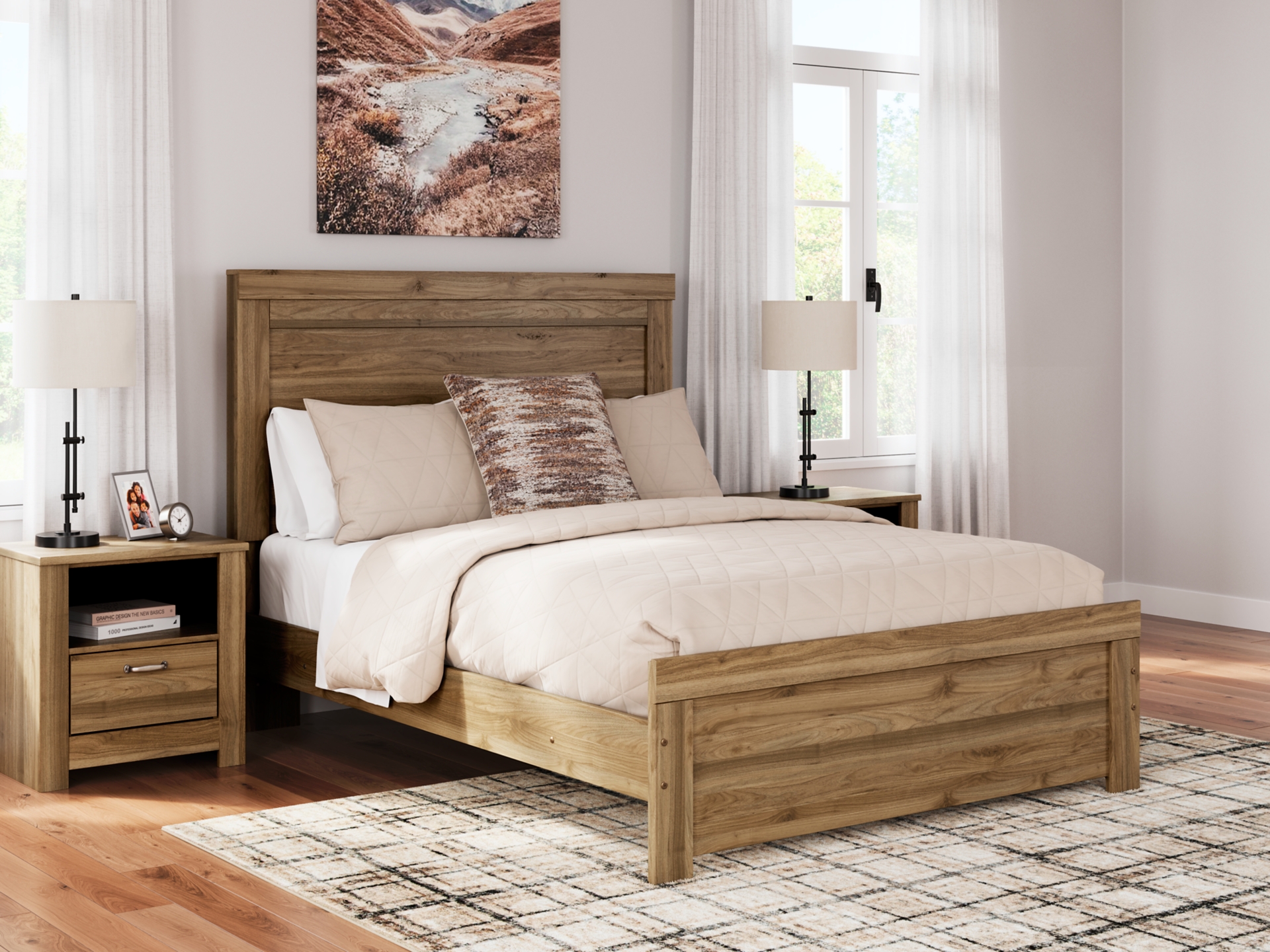 Zanbrook Panel Bed group Rich honey brown 