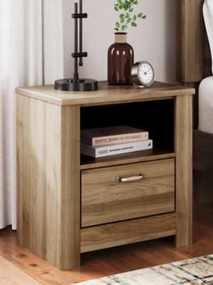 Zanbrook 23 1 Drawer Charging Nightstand, Brown