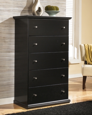 B138-46 Maribel 5 Drawer Chest of Drawers, Black sku B138-46