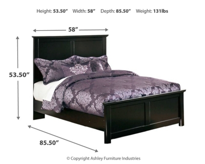 Maribel Full Panel Bed with Mirrored Dresser, Black, large