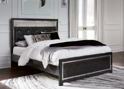 Kaydell Queen Upholstered Panel Bed, Black, rollover