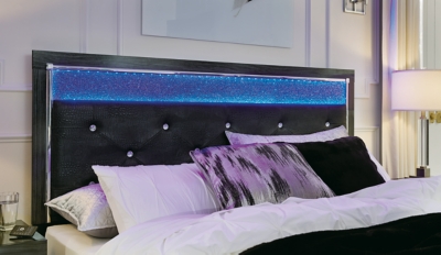 Kaydell King Upholstered Panel Storage Platform Bed with Mirrored Dresser and Chest image 9