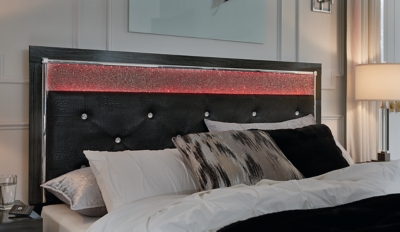 Kaydell King Upholstered Panel Storage Platform Bed with Mirrored Dresser and Chest image 7