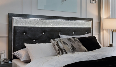 Kaydell King Upholstered Panel Storage Platform Bed with Mirrored Dresser and Chest image 8
