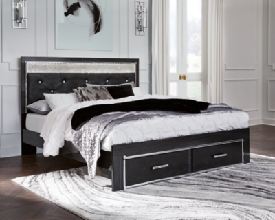 Kaydell King Upholstered Panel Storage Platform Bed with Mirrored Dresser and Chest image 10