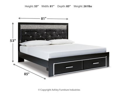 Kaydell King Upholstered Panel Storage Platform Bed with Mirrored Dresser and Chest image 3