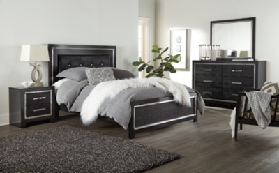 Kaydell Queen Upholstered Panel Bed with Dresser, Black, large