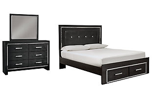 Kaydell Queen Panel Bed with Storage with Mirrored Dresser, , large