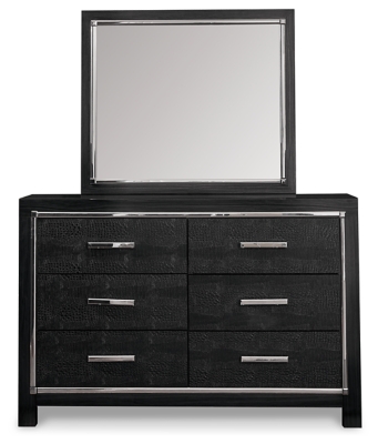Kaydell King Upholstered Panel Storage Platform Bed with Mirrored Dresser and Chest image 23