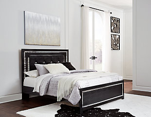 Kaydell Queen Upholstered Panel Bed, Black, rollover