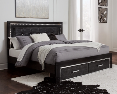 Kaydell King Panel Bed with 2 Storage Drawers, Black