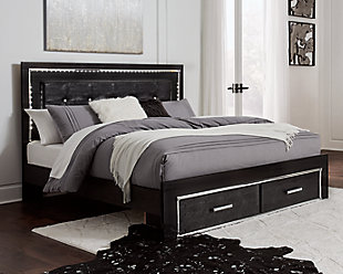 Kaydell King Panel Bed with Storage, Black, rollover