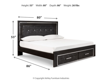 Kaydell King Upholstered Panel Bed with Storage, Black, large