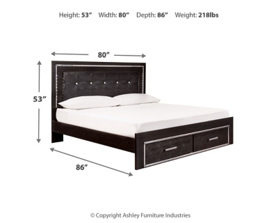 Kaydell King Upholstered Panel Bed with Storage, Black, large