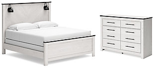 Schoenberg King Panel Bed with Dresser, White, large