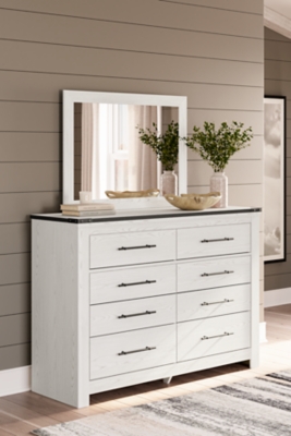 APK-B1446-DM Schoenberg 6 Drawer Dresser and Mirror, White sku APK-B1446-DM