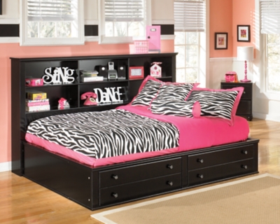 Jaidyn Full Bookcase Bed, Black, large