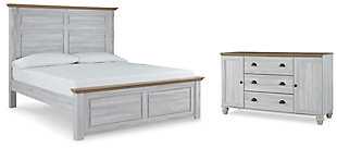 Haven Bay King Panel Bed with Dresser, Two-tone, large