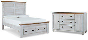 Haven Bay Queen Panel Storage Bed with Dresser, Two-tone, large