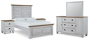Haven Bay Full Panel Bed with Mirrored Dresser and 2 Nightstands, , large