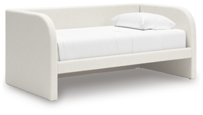 Shapella Twin Upholstered Day Bed, Tan/White, large