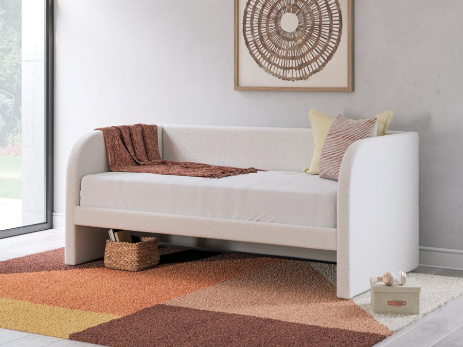 Cama de día tapizada Shapella Twin, tocador y espejo - image 17