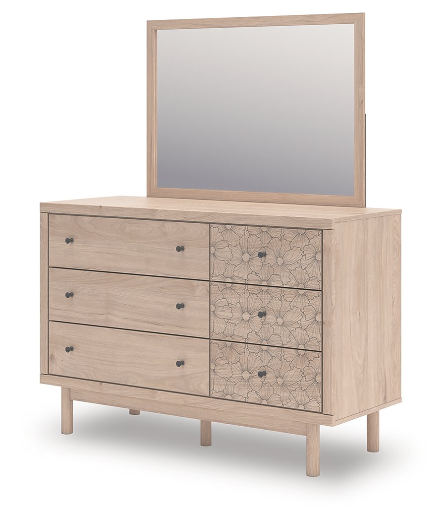 Cama de día tapizada Shapella Twin, tocador y espejo - image 15