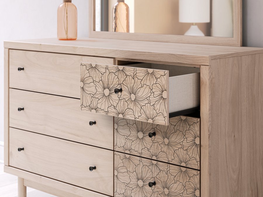 Cama de día tapizada Shapella Twin, tocador y espejo - image 18