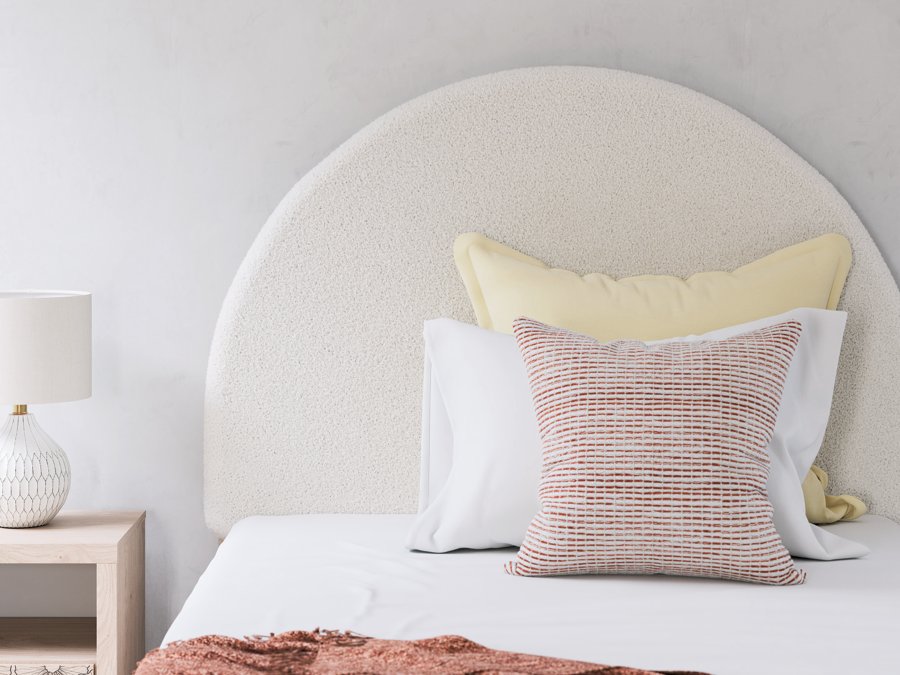Cama de panel Shapella completamente tapizada, cómoda y espejo - image 18