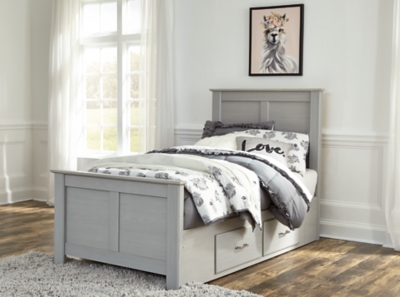 Arcella Twin Panel Bed with Storage, Gray, large