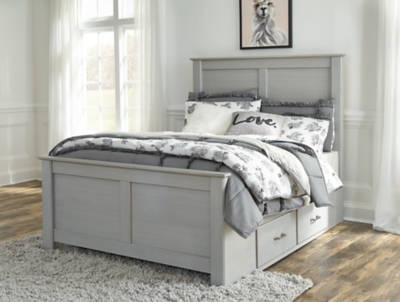 Arcella Full Panel Bed with Storage, Gray, large