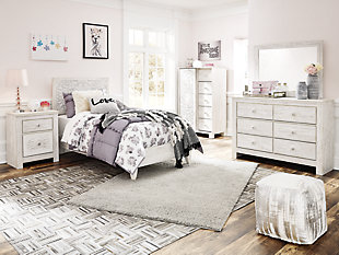 Paxberry Full Panel Bed with Mirrored Dresser, , rollover