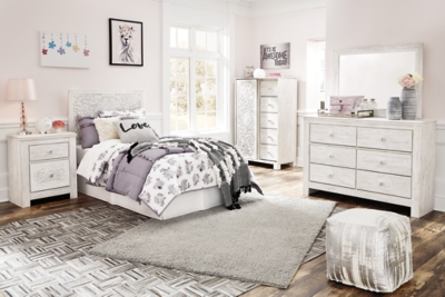 Paxberry Twin Panel Bed with Mirrored Dresser, , rollover