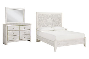 Paxberry Full Panel Bed with Mirrored Dresser, , large