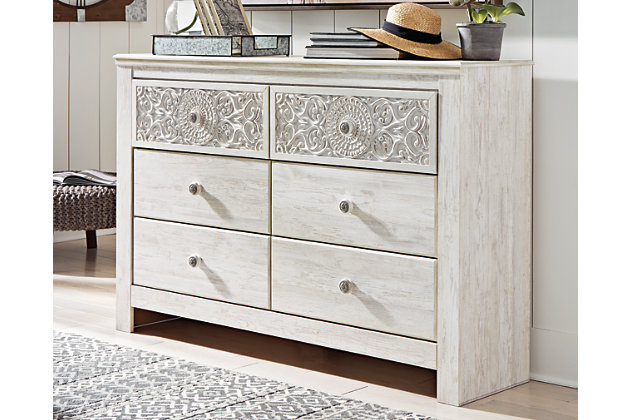 Paxberry 6 Drawer Dresser Ashley, White Cottage Style Dressers