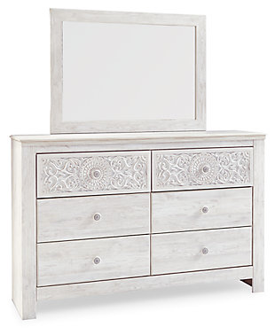 Paxberry 6 Drawer Dresser and Mirror with Medallion Detail