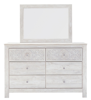 Paxberry 6 Drawer Dresser and Mirror with Medallion Detail