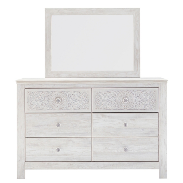 Paxberry 6 Drawer Dresser and Mirror with Medallion Detail
