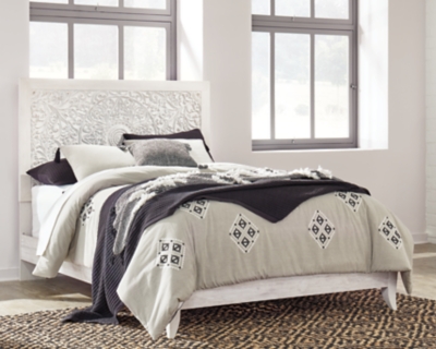 APK-B181-QPB Paxberry Queen Panel Bed, Whitewash sku APK-B181-QPB