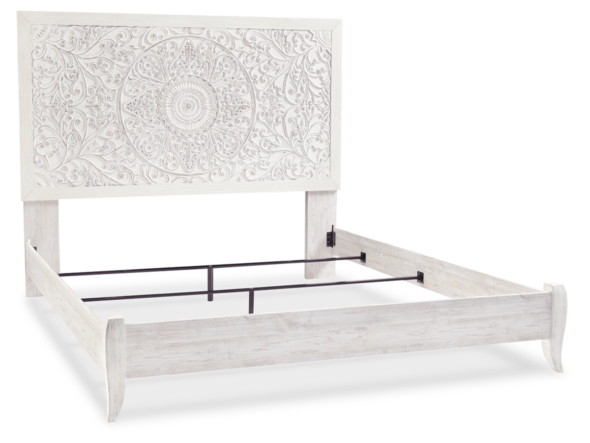 babaraページ Paxberry Whitewash King Panel Bed from Ashley | Coleman