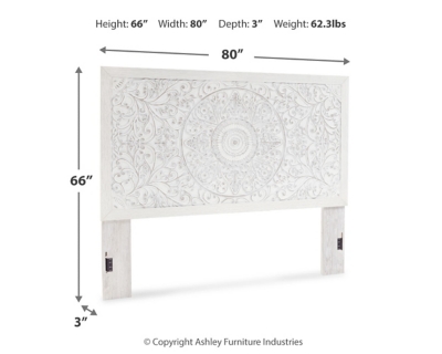 Paxberry King Panel Headboard, Whitewash, large