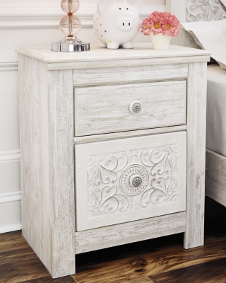 Paxberry 25 2 Drawer Charging Nightstand, Whitewash