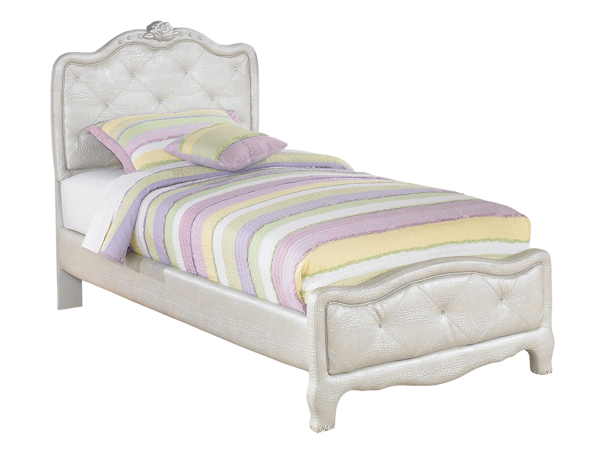 Ashley zarollina 6 piece faux croc leather twin bedroom set in silver discount