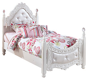 Exquisite Twin Poster Bed, White, large