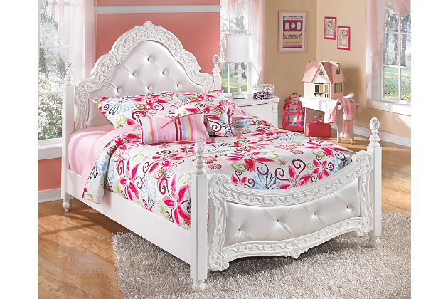 Exquisite Full Poster Bed Ashley, White 4 Poster Twin Bed